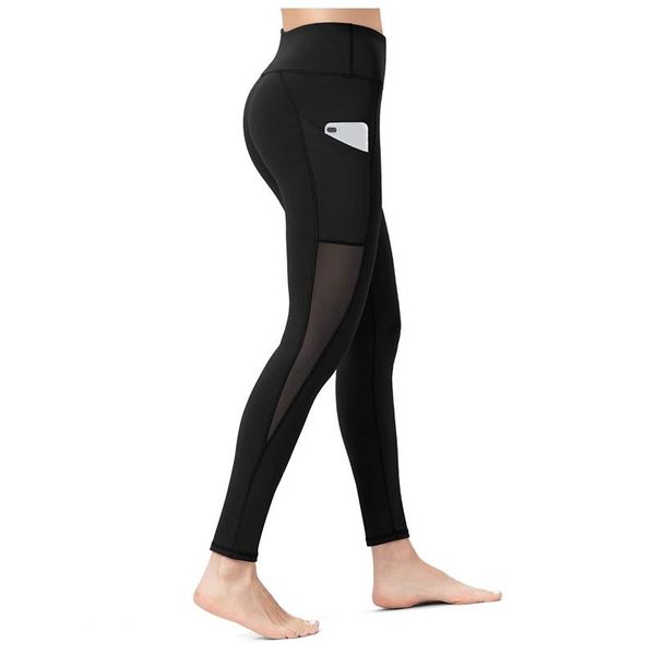 

yoga outfit sports tight workout leggins women's grenadine patchwork high waist fitness pants with pockets seamless
