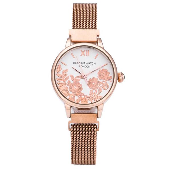 

link, chain row49 rose gold decal women's watch, Black