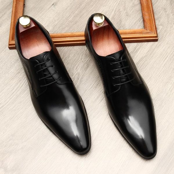 

dress shoes love four men's shoes, english pointed lace-up, made of leather, dress, wedding wear, work size 46, Black