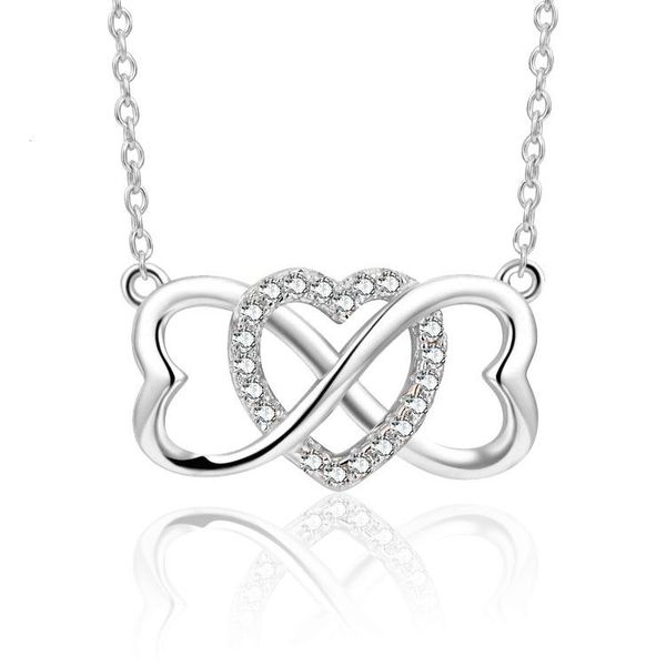

pendant necklaces korean crystal heart necklace double-heart clavicle for women gold silver color & pendants jewelry love gift