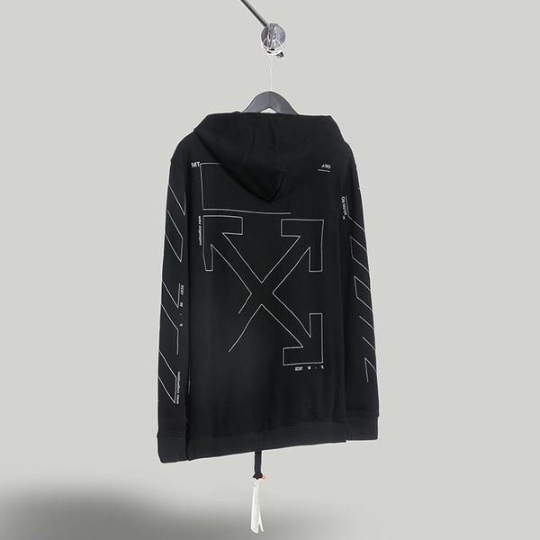 

style geometric white off sketch incomplete arrstyle men's and women's hooded sweater, Black