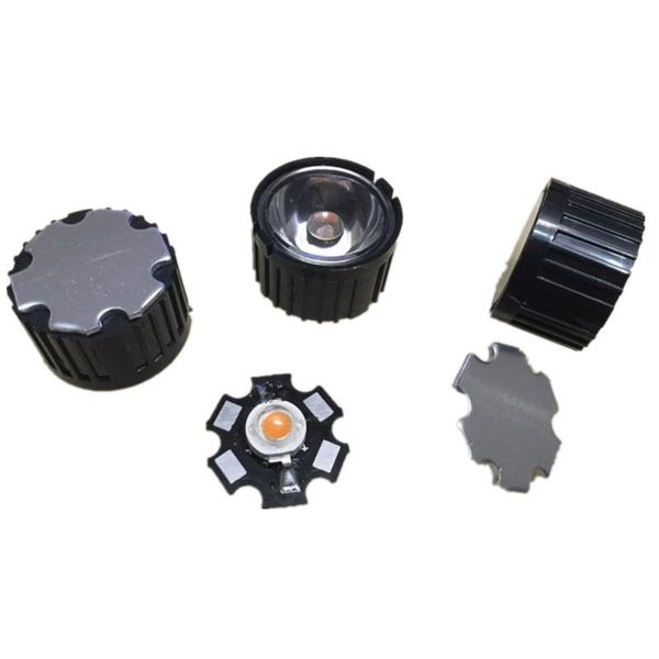 

light beads 10pcs 5 15 30 45 60 90 120 degree angle led lens w/20mm holder flat transparent reflector for 1w 3w high power emitter