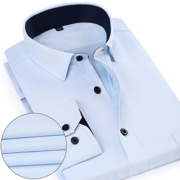 

men's casual shirts trendy for mens work brand soft long sleeve square collar regular striped /twill men dress white button male, White;black