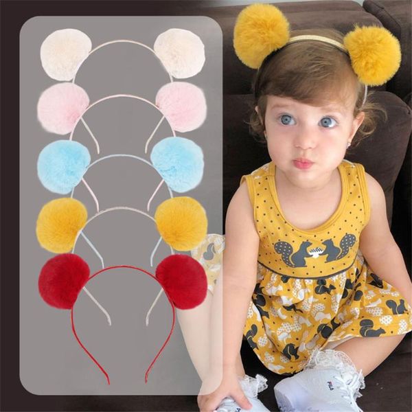 

hair accessories 10pcs/lot 2021 fashion girls fluffy pom hairband bear ear designs panda, Slivery;white
