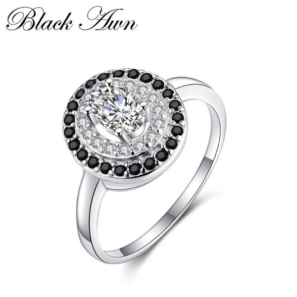 

cluster rings [sodrov] genuine 100% 925 sterling silver jewelry oval engagement for women c286, Golden;silver