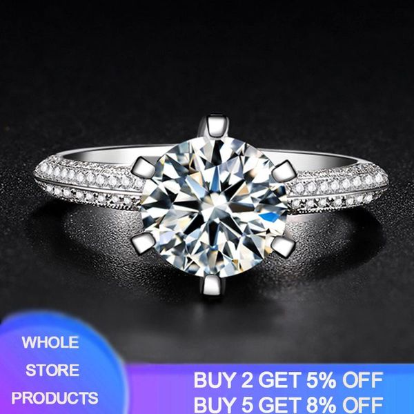 

cluster rings yanhui women 100% real 925 sterling silver moissanite ring fashion cubic zircon female wedding fine jewelry xey279, Golden;silver