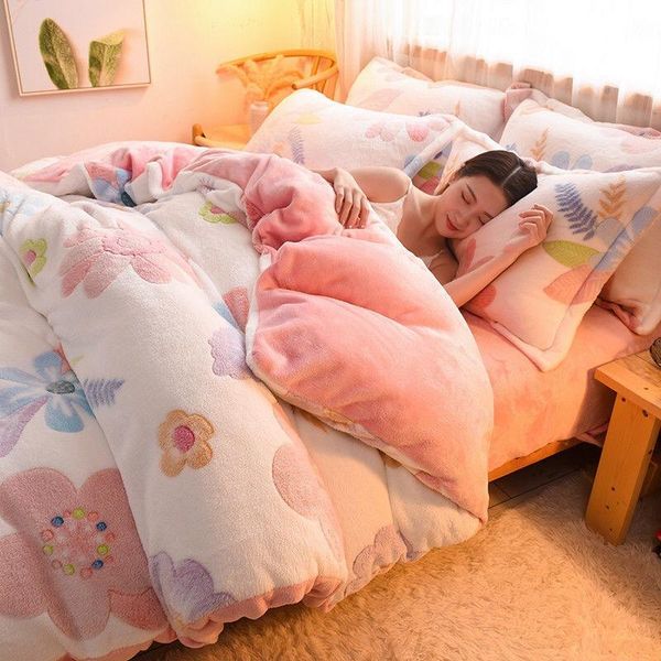 

bedding sets wostar soft warm velvet duvet cover 3d print floral plush super cozy children double bed luxury set 220x240cm