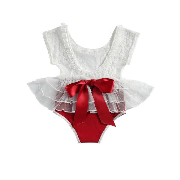 

girl's dresses 0-24m princess baby girls lace bodysuits short sleeve floral red bowknot jumpsuits one piece, Red;yellow