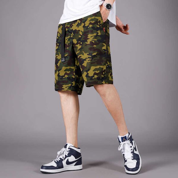

men's pants summer short breeches men casual shorts fashion camouflage adjustable belt quick dry nylon loose beach 5xl nibh, Black