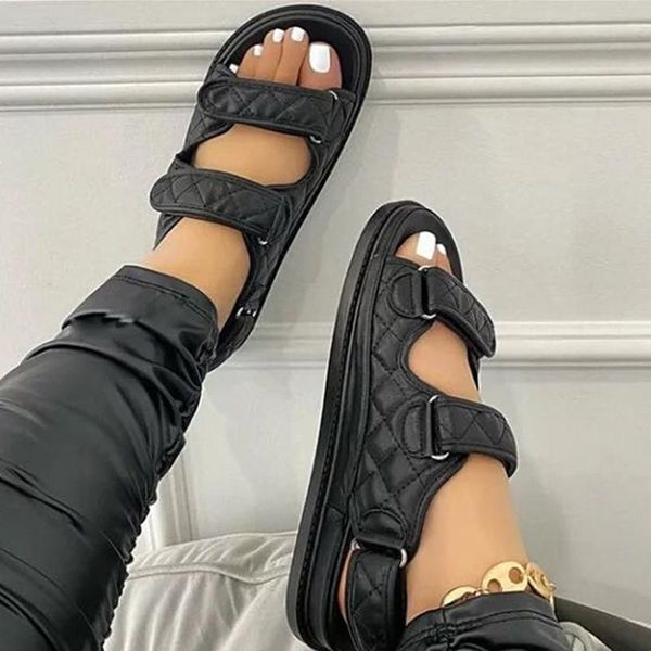 

fashion women shoes sewing hook&loop sandals ladies round head light gladiator for comfy soft high quality, Black