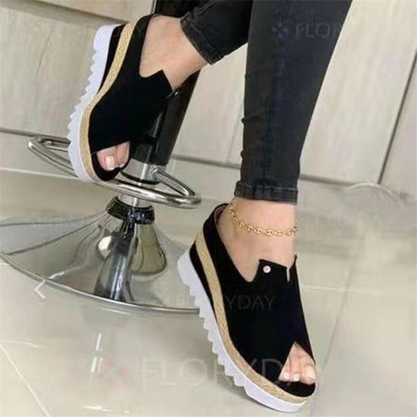 

slippers large size bottom women's summer fish mouth fashion women sandals casual beach shoes womens platform slipper slides, Black
