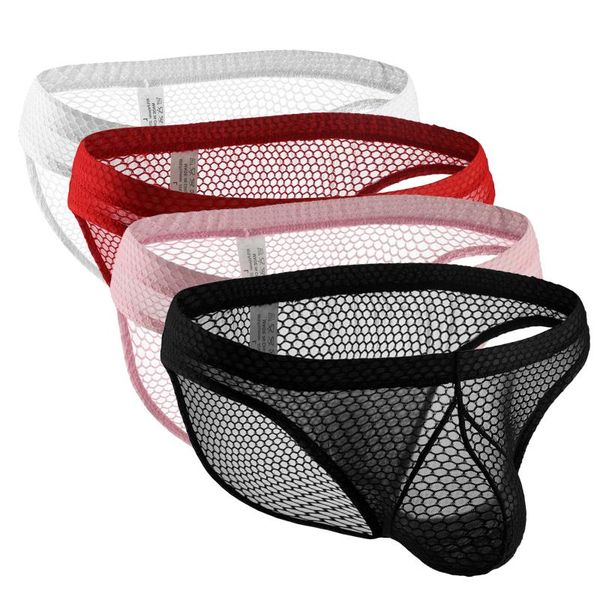 

underpants plus size mesh men's panties hollow low-waist lingerie see through underwear erotic temptation thongs male, Black;white
