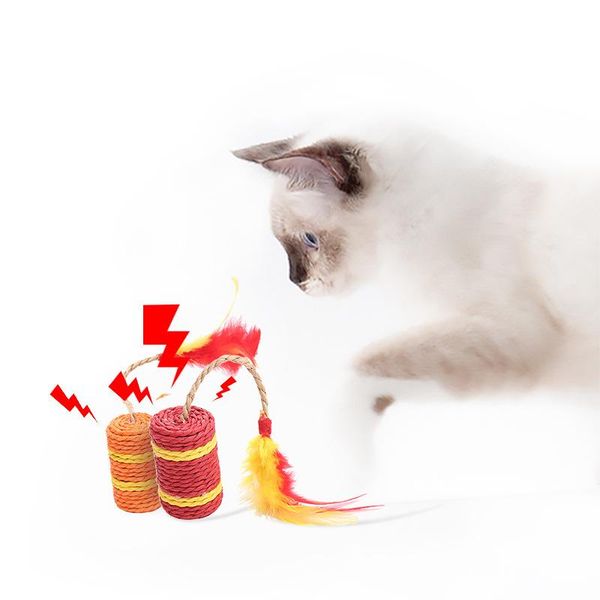 

cat toys 1pc pet soft firecracker paper rope toy interactive goods for claw grinding year series firecrackers