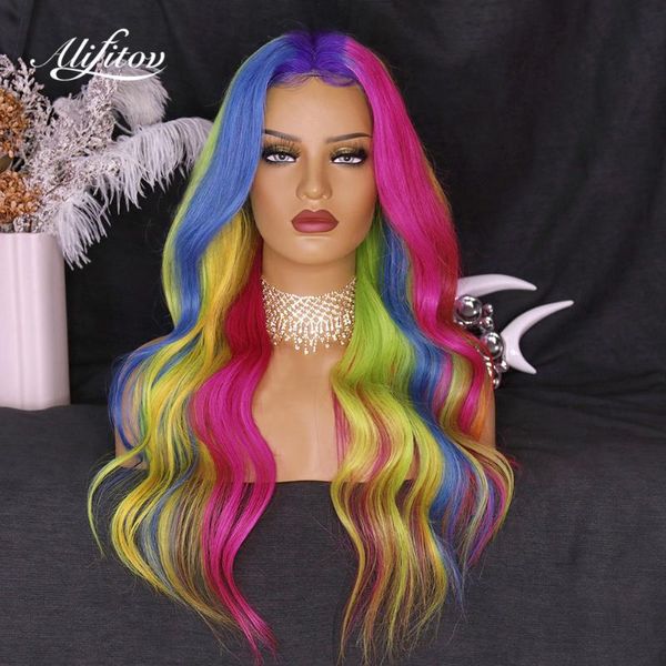

rainbow color 613 lace front human hair wigs pre plucked brazilian remy transparent for women, Black;brown