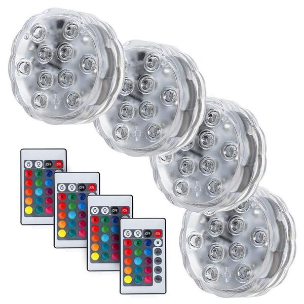 

aquariums lighting submersible led lights, 10 rgb leds, 16 colors waterproof underwater battery powered with ir remote controller for aquar