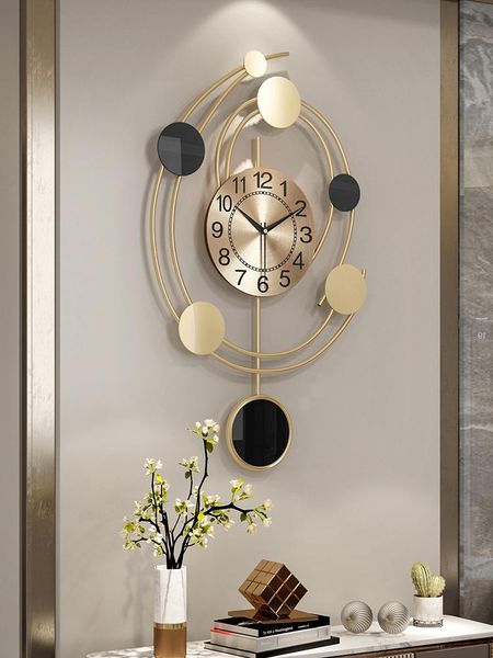 

wall clocks luxury pendulum clock modern design living room gold metal art wandklok home decoration accessories 50wc