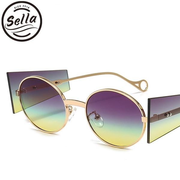 

sella 2021 vintage fashion men women retro round sunglasses steampunk colorful tint lens red green street glasses eyewear, White;black