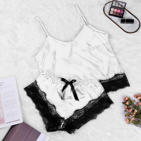 

womens satin sling home sleepwear lingerie lace nightwear underwear set fashion personality 2021 women's tracksuits, Gray