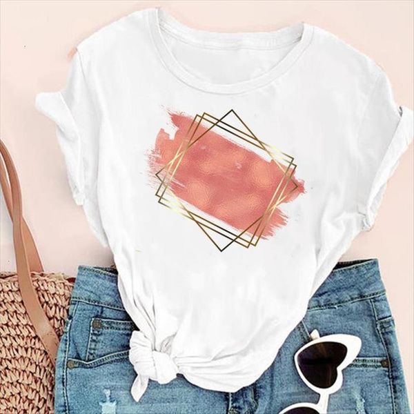 

geometric watercolor sweet 90s women t shirts fashion print graphic summer short sleeve female clothes tees shirt, White