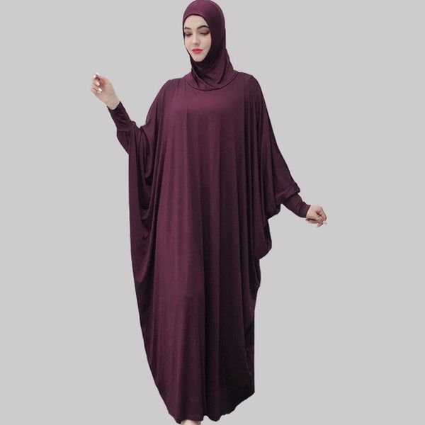 

muslim women one piece prayer dress set islamic clothing saudi turk umrah outfit hooded abaya jilbab with attached hijab scarf ethnic, Red