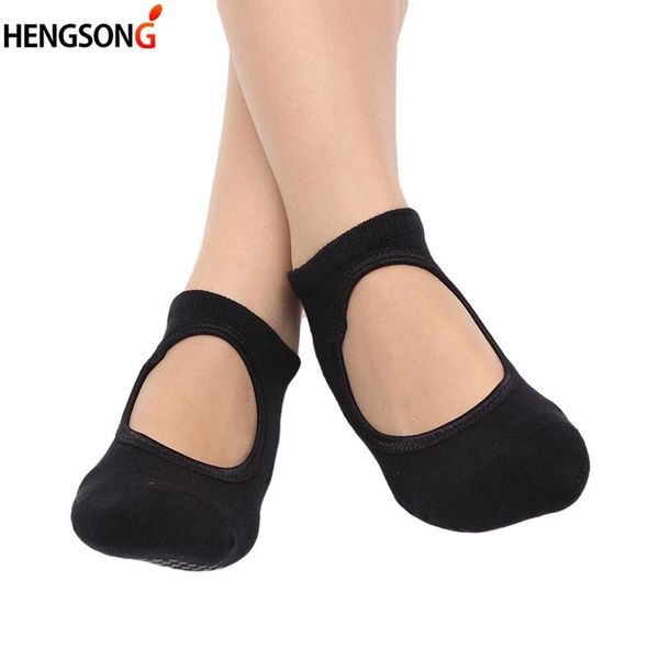 

sports socks anti-slip non-slip silicone ballet gym fitness cotton women yoga, Black