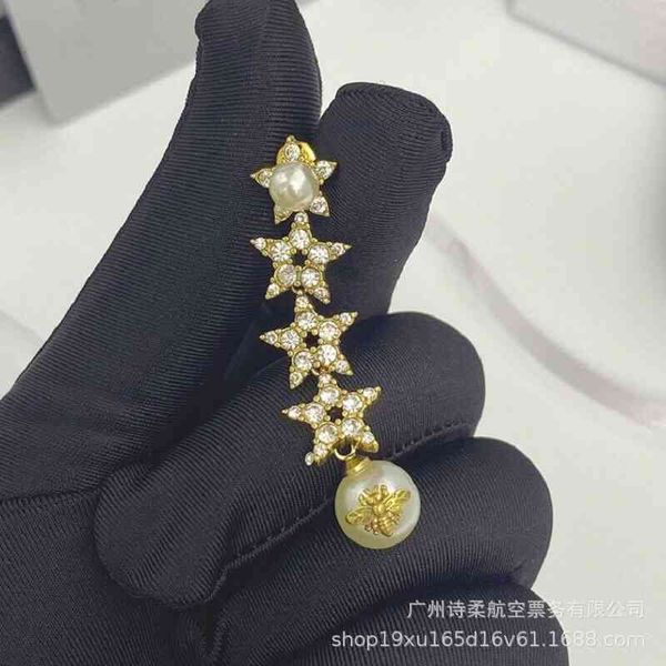 

special offer 75%off outlet new five pointed star micro pearl sweet style earrings, personalized simple earrings and earrings, Silver