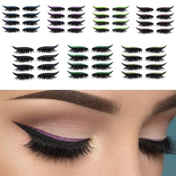 

eyeliner 4 pairs stickers with eyelash eyes reusable adhesive makeup outline winged cosmetic quick easy application