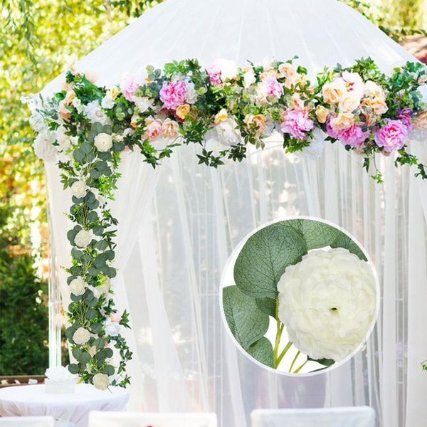 

artificial rose vine hanging flowers for wall decoration rattan fake plants leaves garland romantic wedding home decorative & wreaths