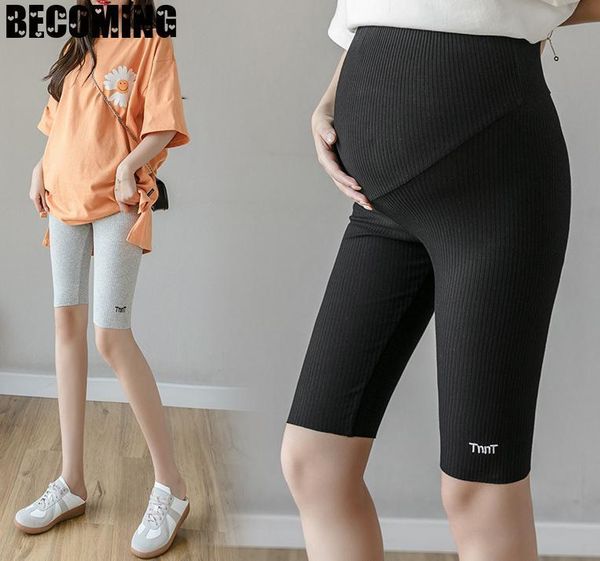 

pregnant leggings summer plus big size maternity leggingsy belly support pants cotton for women pant bottoms, White