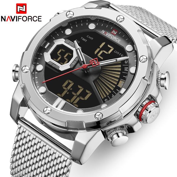 Orologio da uomo Top Luxury Brand NAVIFORCE Sport militari Quart Orologi da uomo Cronografo impermeabile Orologio da uomo con display a LED Reloj 210517