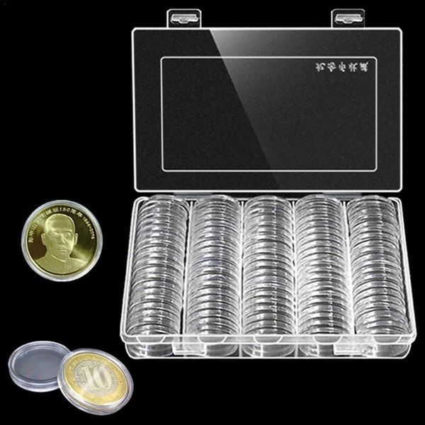 

storage boxes & bins 30mm coin small round box commemorative collection transparent