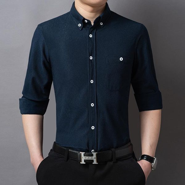 

men's dress shirts men shirt long sleeve personalize social outwear advertising solid color business youth slim, White;black