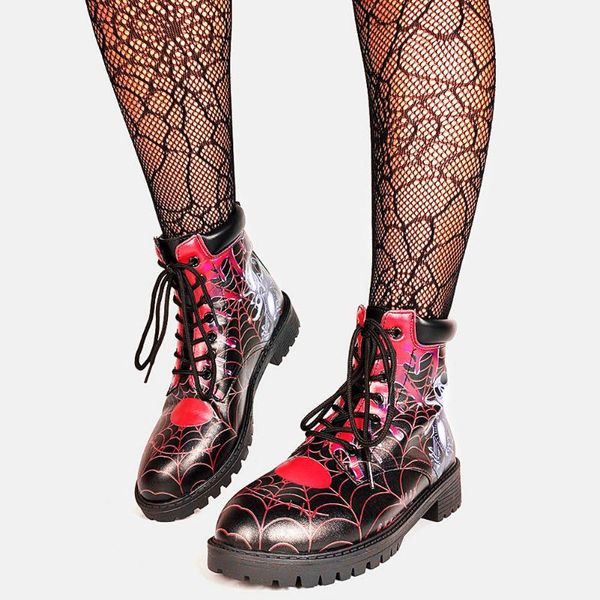 

boots ribetrini ins female mixed colors lace up platform ankle shoes women cool fashion autumn winter, Black