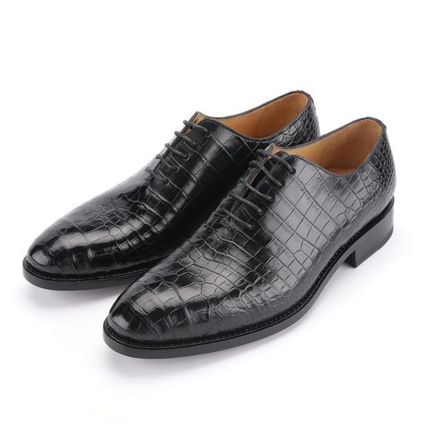

dress shoes luxurious2021 genuine leather fashion crocodile belly business men's, Black
