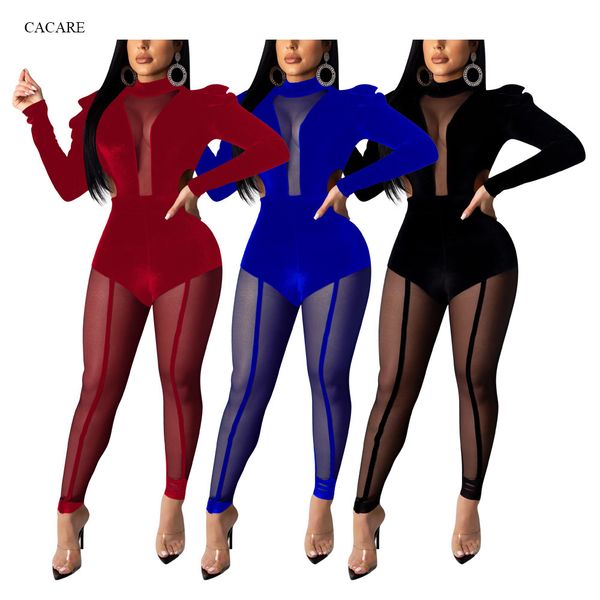 

full lace jumpsuit jumsuit women overalls pummer playsuit rompers f0529 elegant red blue long sleeve, Black;white