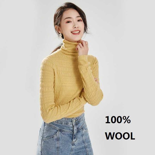 

women's sweaters yellow ruffle sweater wool 2021 autumn clothes women clothing pullover winter turtleneck sweet stripe elegant, White;black
