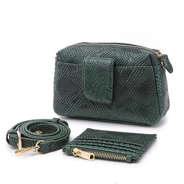

evening bags ins women python pattern leather handbag green snake print shoulder bag lady party clutch with card wallet