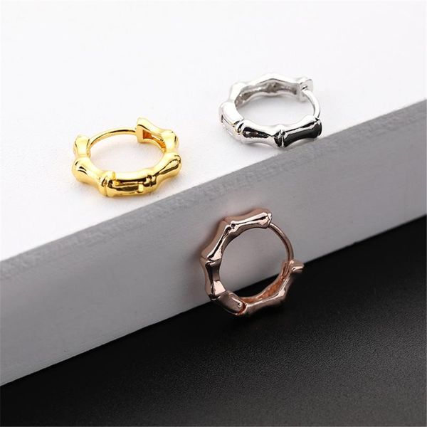 

hoop & huggie european and american fashion retro earrings women contracted punk style geometric bamboo, Golden;silver
