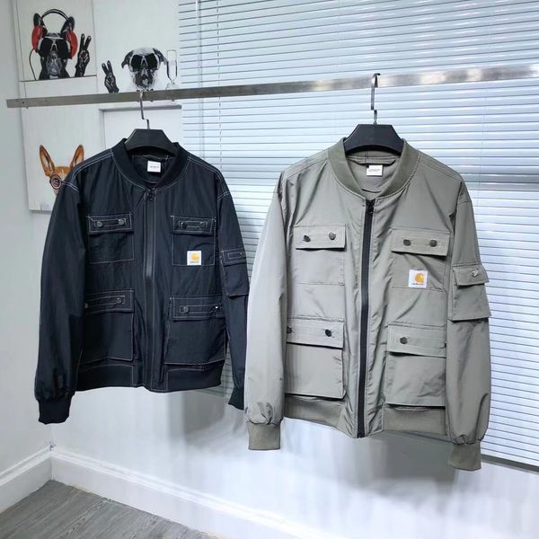 

men's jackets spring fall with korean bomber tools men women light and breathable loose couples comfortable multi-pocket jacket, Black;brown