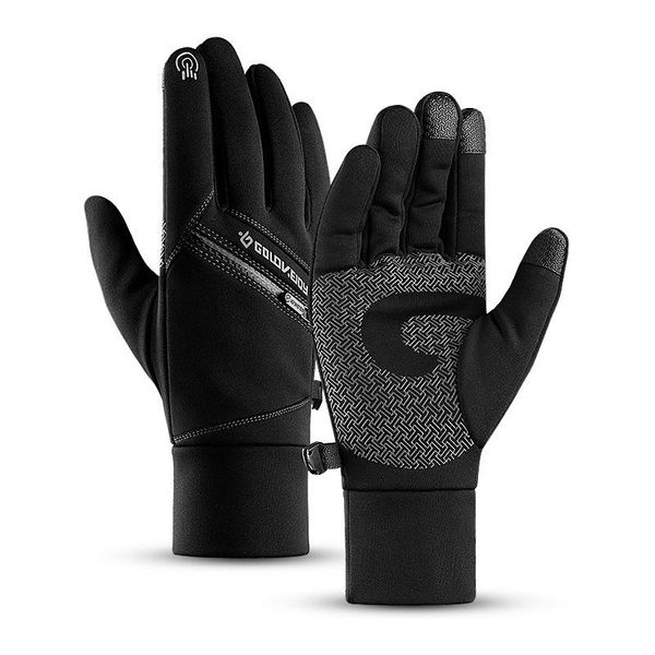

cycling gloves winter thermal men women touch screen water resistant windproof anti slip glove hands warm for hiking running, Black