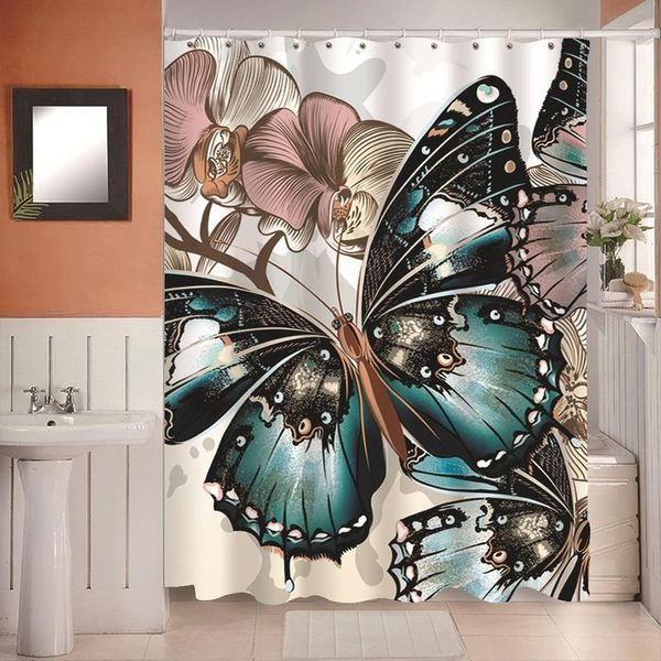 

retro stereo butterflies waterproof bathroom shower curtain modern home living room bedroom partition decoration art curtains & drapes