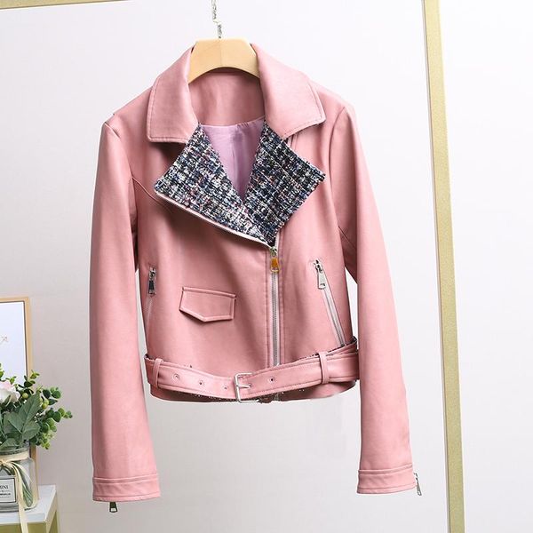 

women's leather & faux autumn coat jacket casual women woman, Black