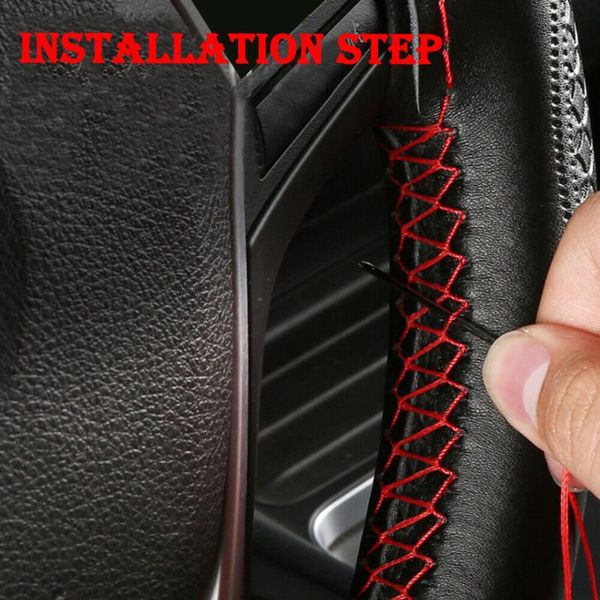 

soft steering wheel cover with thread & needle accessories anti-slip black covers