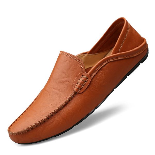 

doudou leather men's casual leather cowhide men's british soft sole lazy shoes fashion, Black