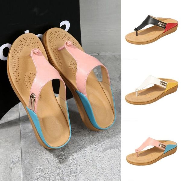 

slippers women bohemian ethnic flat round head casual flip-flops shoes slides home pantoufle femme #e25, Black
