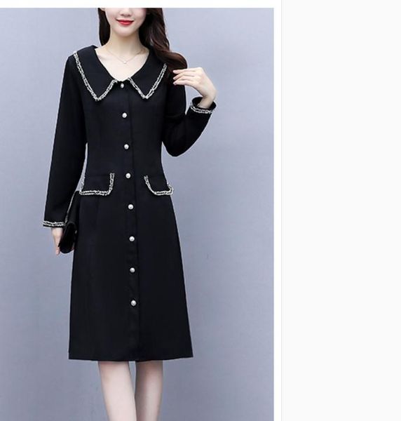 

2021 spring and autumn with fashion long sleeve women's long dress @18, Black;gray