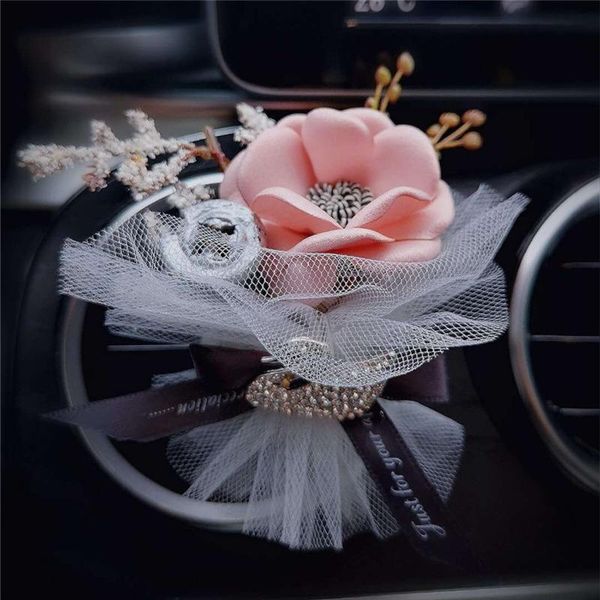 

car air freshener 2pcs handmade flower smell diffuser automobile interior decorations for lady/girl vent clips accessories