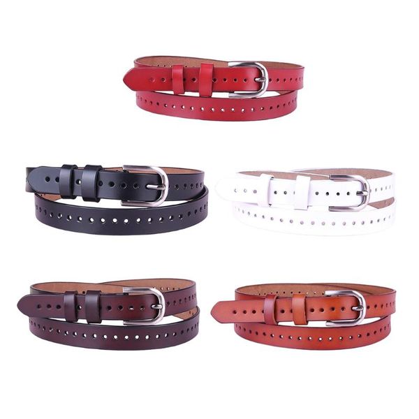 

belts leather belt eyelet buckle casual womens pants waist for jean dress, Black;brown