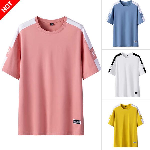 

trend brand mens summer t-shirt short-sleeve men t shirt short sleeve pure color men t shirt t-shirts for male 4xl 210603, White;black