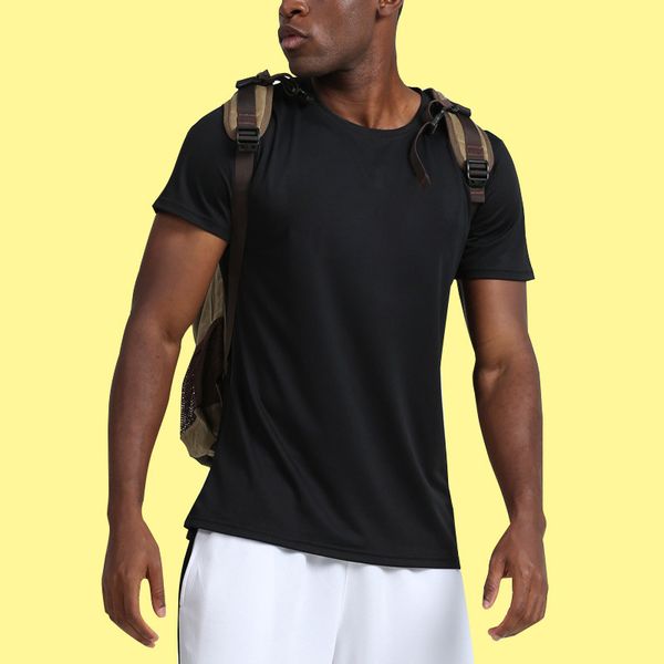 

luxury party dresses yoga t-shirt short sleeve slim fit sweat absorbing breathable fabric sports running fitns men's t, Black